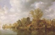 Jan van Goyen River Landscape (mk08) oil painting reproduction